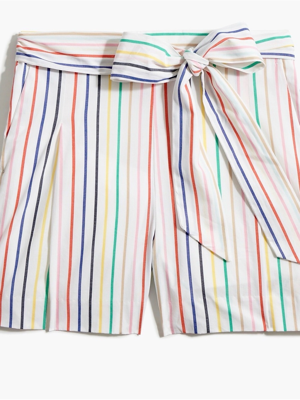 J. Crew White Striped Tie-Belt Bermuda Shorts